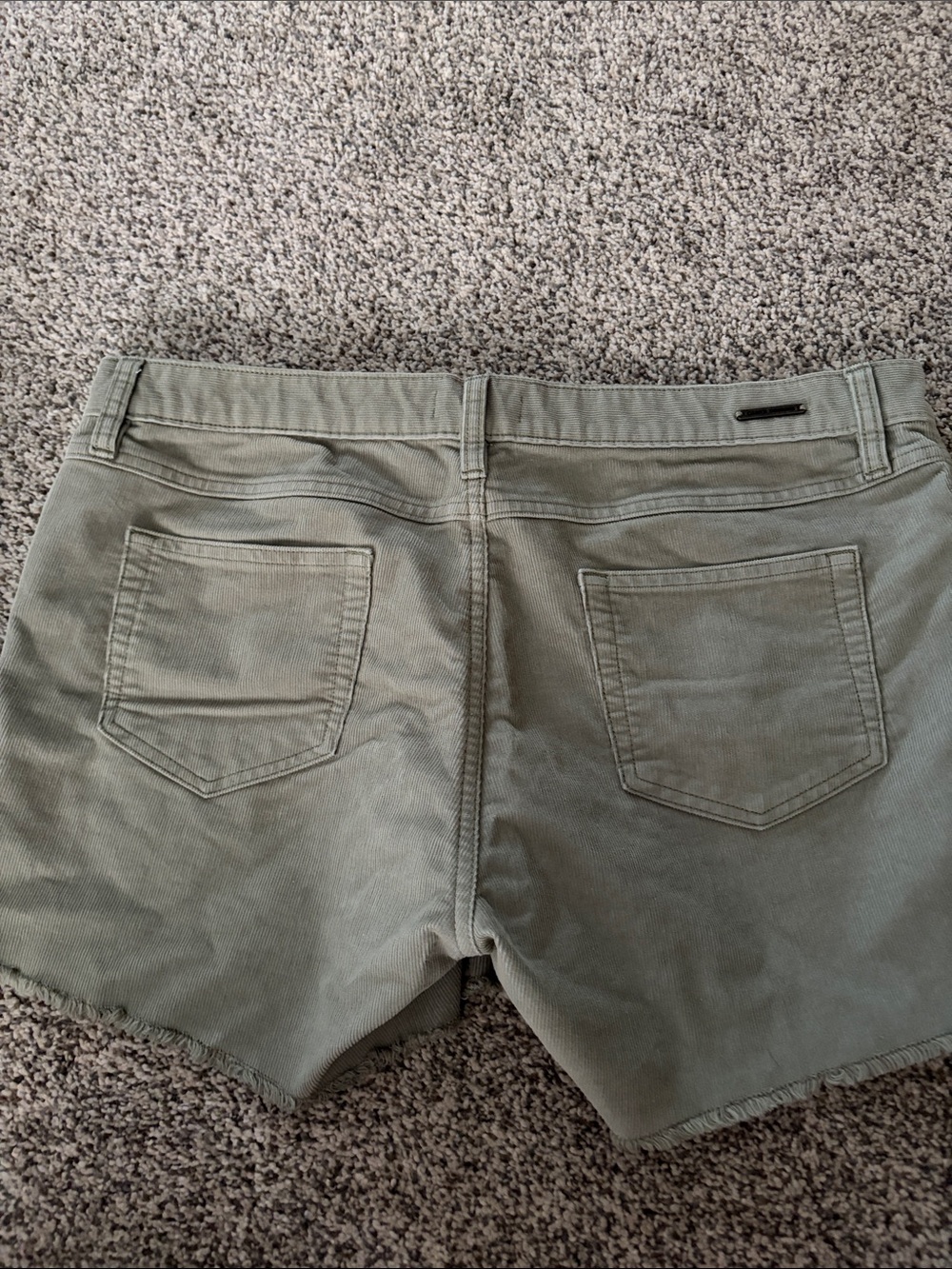 Women's Olive Green Frayed Hem Jean Shorts - Picture 2 of 4